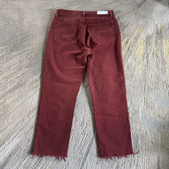 Redone jeans High Rise Button Fly Straight Leg Jeans Washed Brick Red 30 - Picture 9 of 10